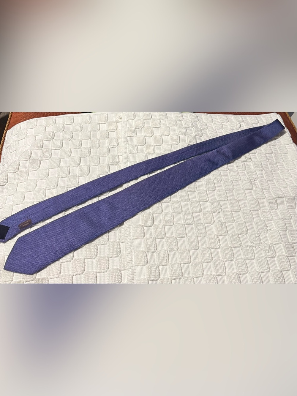 Hermes Mens Silk Tie Heavy Twill “H” Pattern | Purple/Blue - Picture 3 of 6